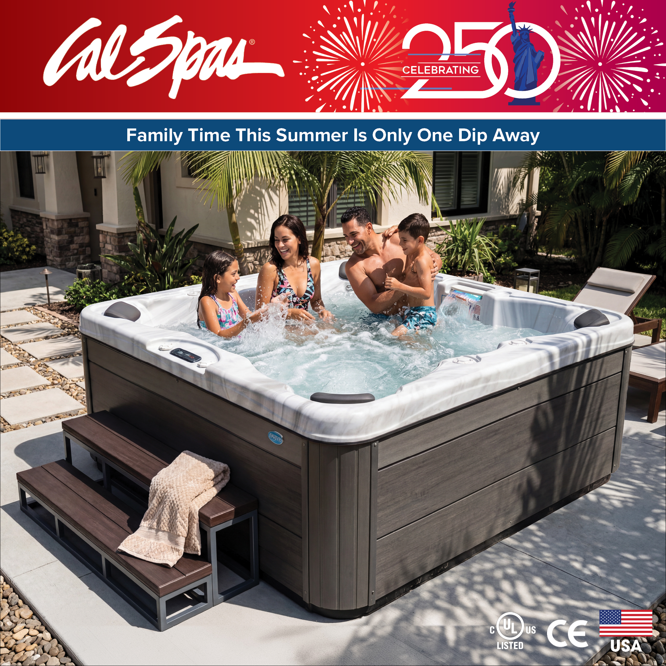 Calspas hot tub being used in a family setting - Bonita Springs